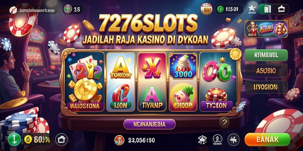 Tampilan gameplay 7276SLOTS yang penuh warna dan menegangkan.