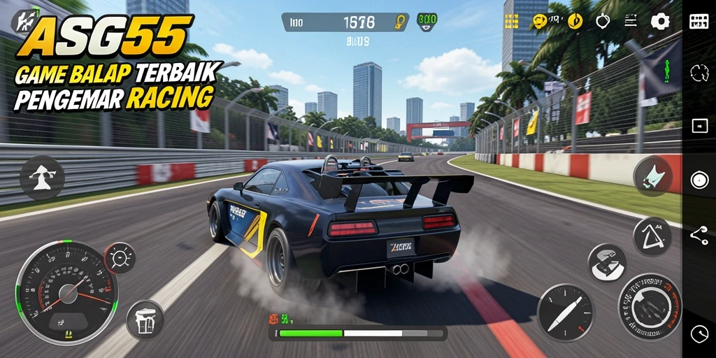 Gameplay balapan seru dan mendebarkan di ASG55.