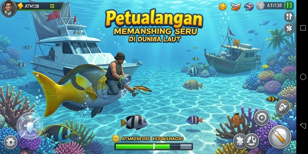 Tampilan gameplay menarik dari ATM138 dengan ikan berwarna-warni.