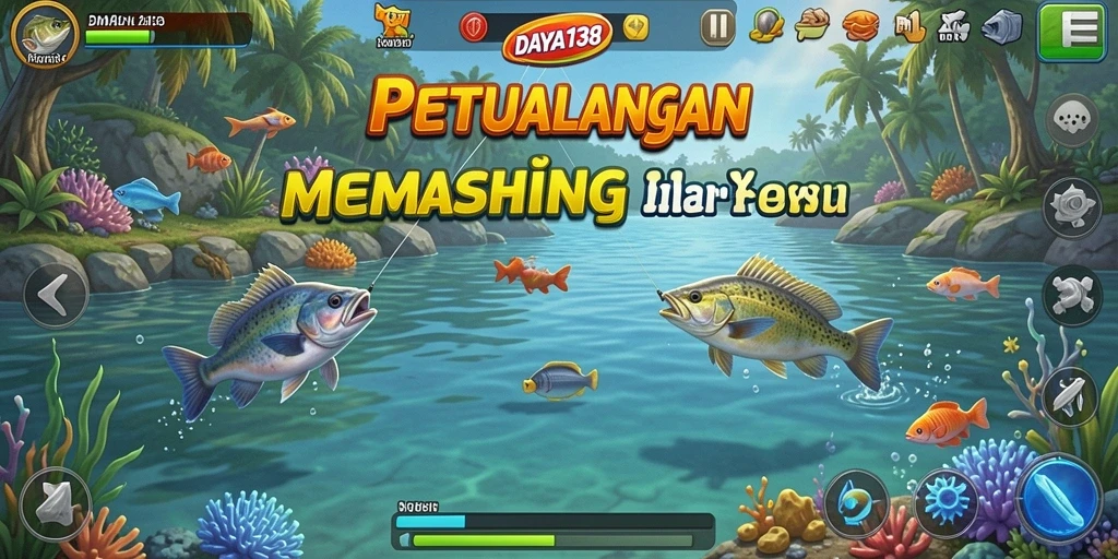 Tampilan gameplay memancing yang menarik dan penuh aksi.