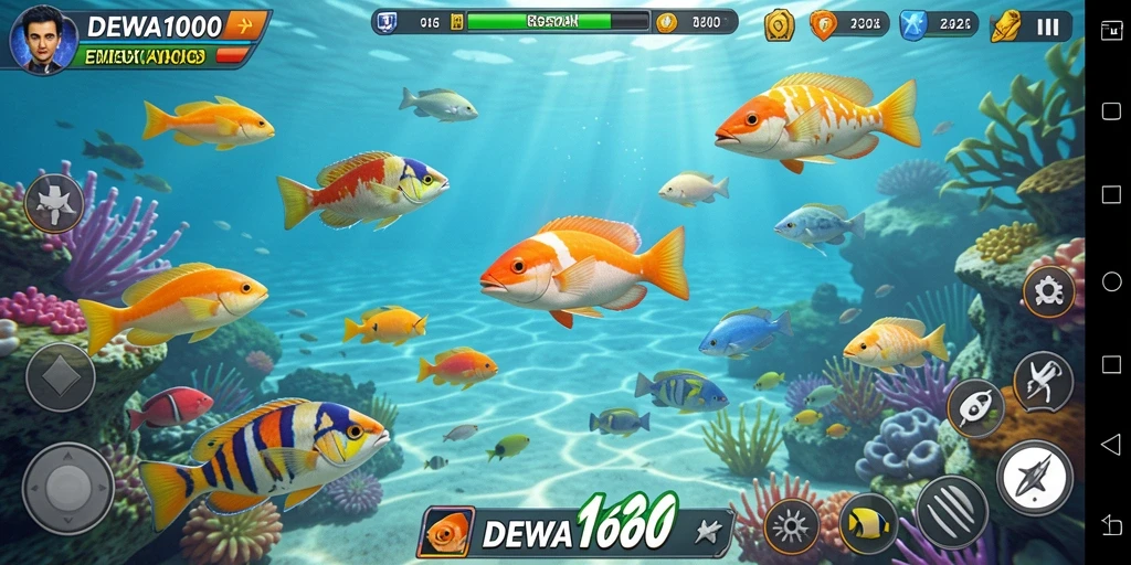 Gameplay seru dengan banyak ikan berwarna-warni.