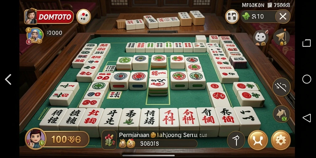 Tampilan gameplay DOMTOTO dengan nuansa Mahjong yang menarik.