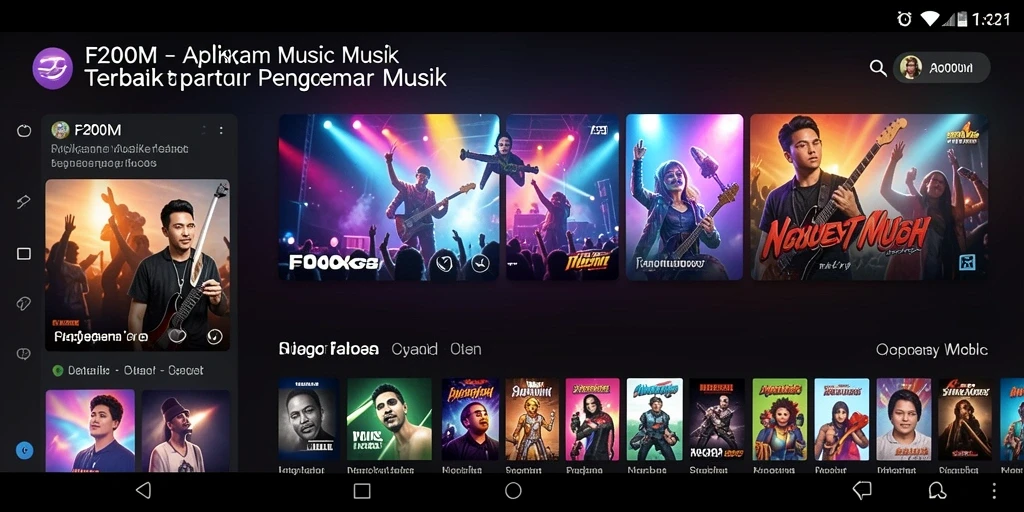 Screenshot gameplay F200M menunjukkan pengalaman musik yang seru.
