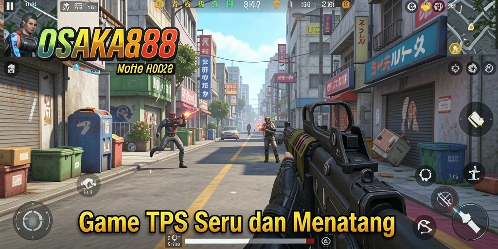 Tangkapan layar menampilkan aksi intens dalam gameplay TPS OSAKA88.