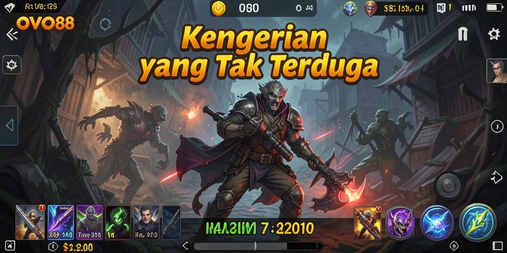 Screenshot OVO88 menampilkan momen menegangkan saat menjelajahi kegelapan.