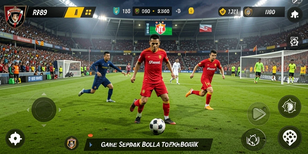 Screenshot utama <strong>RR89</strong> menampilkan gameplay dinamis sepak bola.