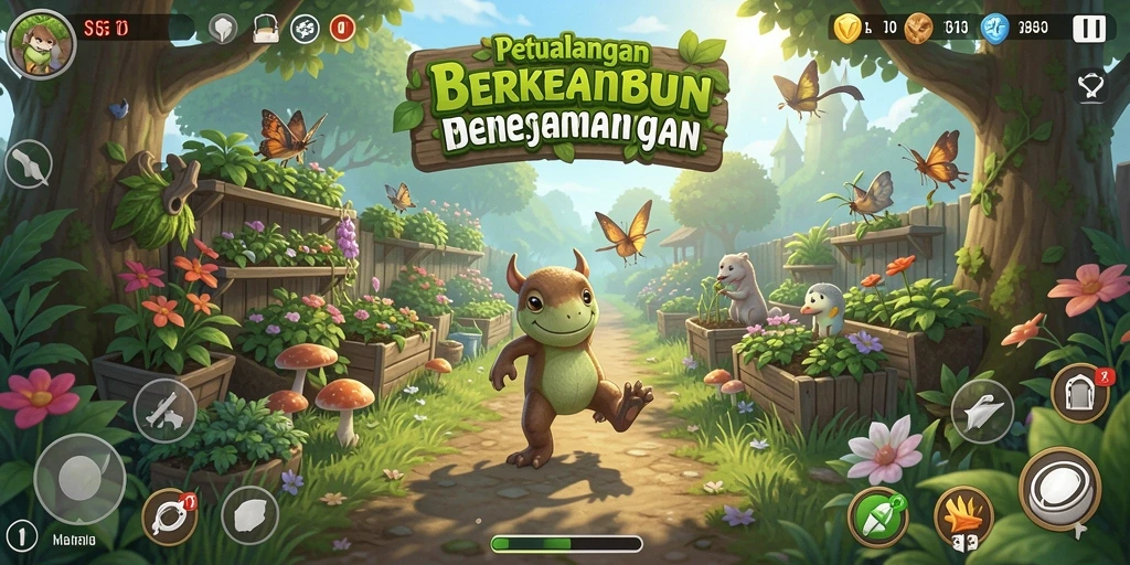 Tampilan gameplay S13 dengan kebun yang rimbun dan berwarna-warni.
