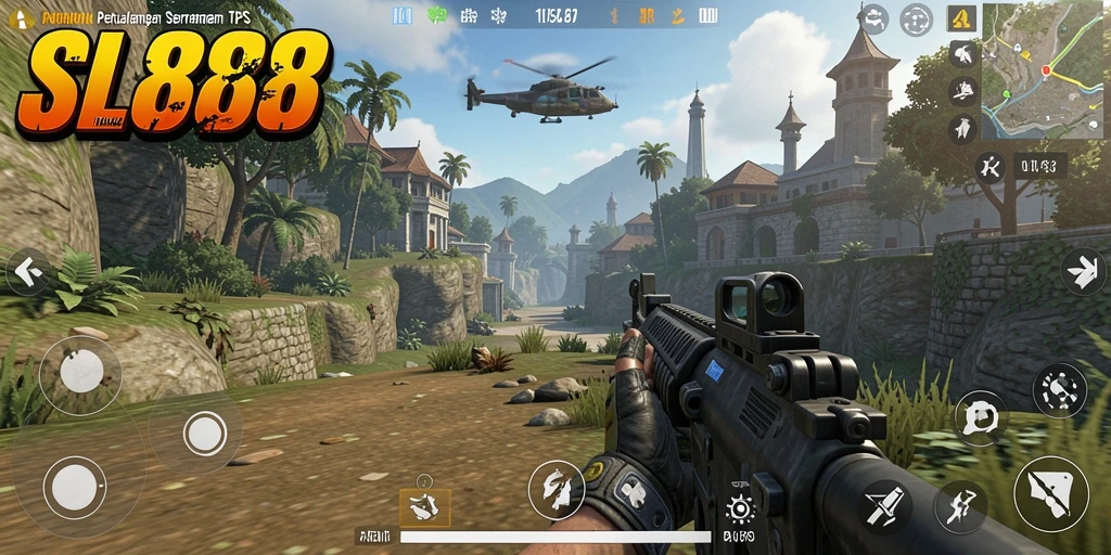 Tampilan gameplay seru SL888 dengan aksi TPS yang mendebarkan.