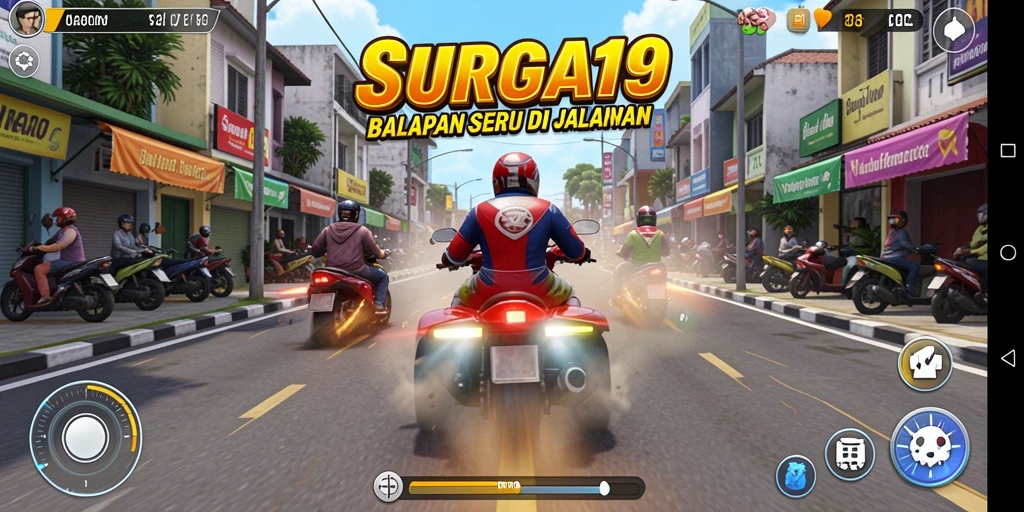 Gameplay Racing menegangkan di SURGA19 dengan mobil beraksi.
